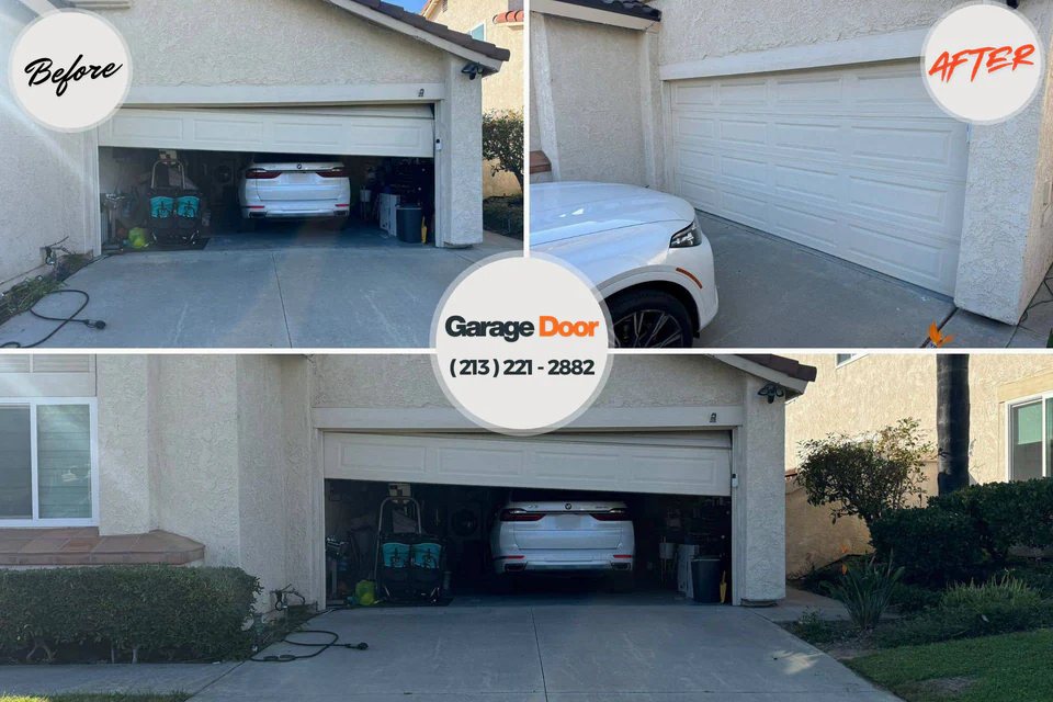 Before and after: garage door repair Shelby, MI